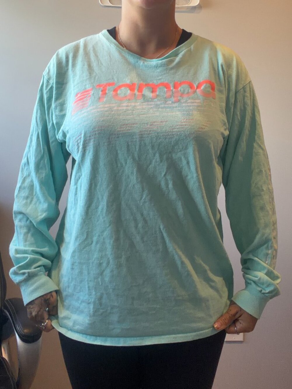 Delta Pro Weight Women's Large Tampa Florida Light Blue Long Sleeve Shirt